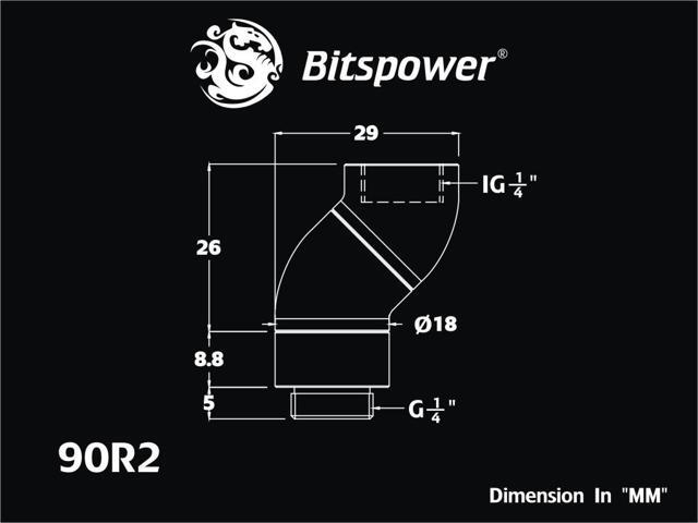 Bitspower G1/4' True Brass Dual Rotary 90-Degree IG1/4' Extender