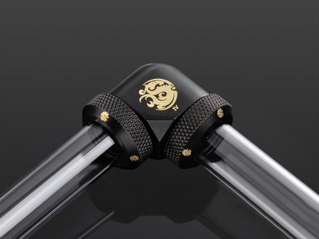Bitspower Carbon Black Enhance 90-Degree Dual Multi-Link Adapter For OD 12MM