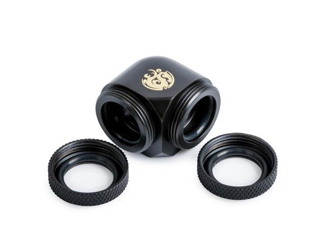 Bitspower Carbon Black Enhance 90-Degree Dual Multi-Link Adapter For OD 14MM