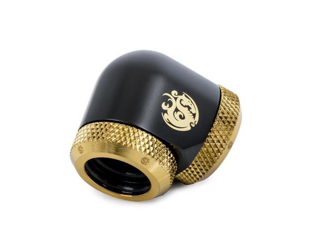 Bitspower Carbon Black/True Brass Enhance 90-Degree Dual Multi-Link Adapter For OD 14MM