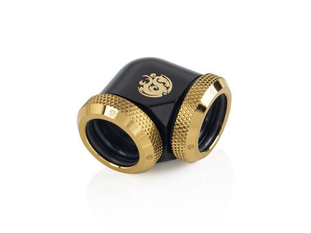 Bitspower Carbon Black/True Brass Enhance 90-Degree Dual Multi-Link Adapter For OD 16MM