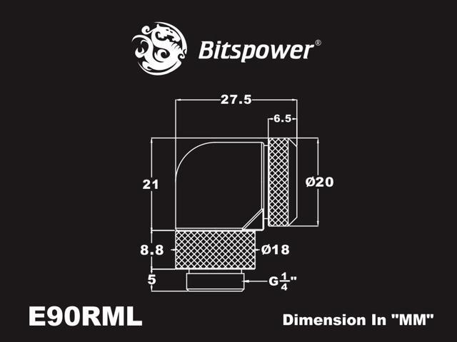 Bitspower Carbon Black Enhance Rotary G1/4' 90-Degree Multi-Link Adapter For OD 12MM