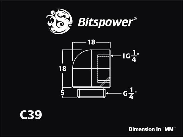 Bitspower G1/4' True Brass 90-Degree IG1/4' Extender(2PCS)