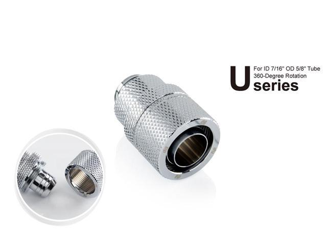 Bitspower Computer Water Cooling G1/4' Silver Shining Rotary Compression Fitting CC6 Ultimate For ID 7/16' OD 5/8' Tube (2 PCS)