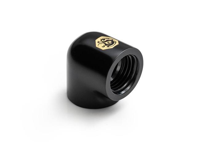 Bitspower Computer Water Cooling 90-Degree With Dual Inner G1/4' Extender Fitting (Glorious Black) (2 PCS)-BPTA-90DIA-GB