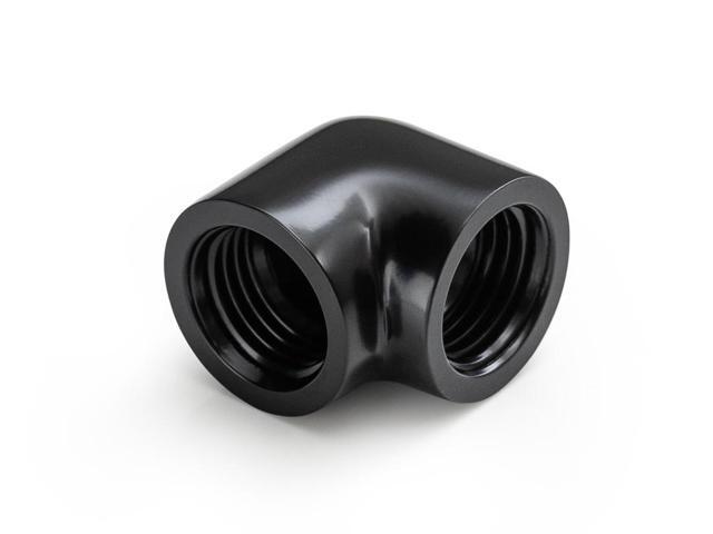 Bitspower Computer Water Cooling 90-Degree With Dual Inner G1/4' Extender Fitting (Glorious Black) (2 PCS)-BPTA-90DIA-GB