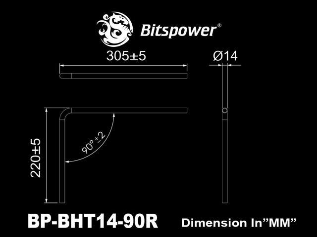 Bitspower Pre-bent 90-Degree Brass Hard Tubing OD14MM Deluxe White - Length 220x300MM