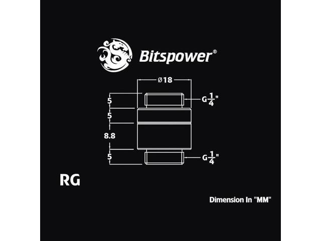 Bitspower G1/4' True Brass Rotary G1/4' Extender-13.8mm (2PCS)