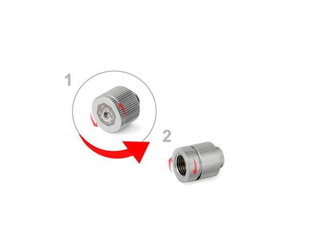 Bitspower Touchaqua Water-exhaust Fitting V2, Glorious Silver, 2-pack BPTA-EFW-V2-GS