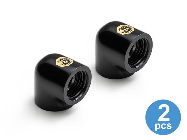 Bitspower Computer Water Cooling 90-Degree With Dual Inner G1/4' Extender Fitting (Glorious Black) (2 PCS)-BPTA-90DIA-GB