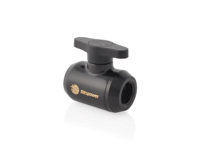 Bitspower G1/4' Mini Valve with Black Handle, Matte Black Body