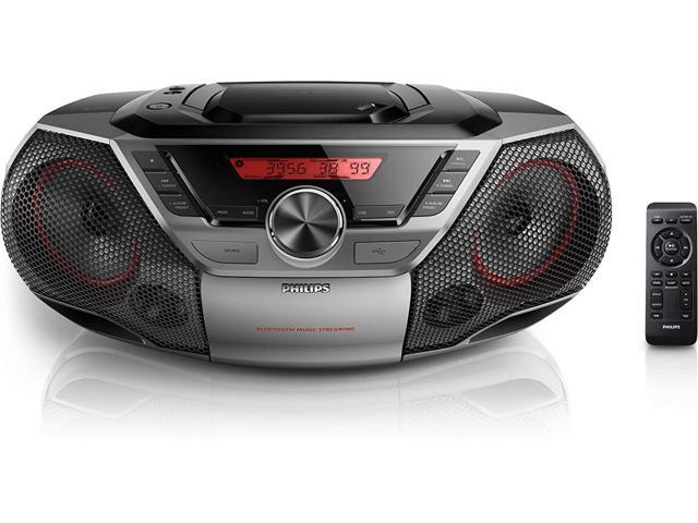 Philips AZ7T CD-Soundmachine Portable Boombox CD Player Bluetooth FM Radio MP3 Mega Bass Reflex Stereo Sound System with NFC, 12W, USB Input,...