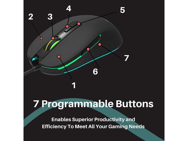 PHILIPS RGB Wired Gaming Mouse, 7 Programmable Buttons, Adjustable DPI, Comfortable Grip Ergonomic Optical PC Computer precise mouse Gamer Mouse