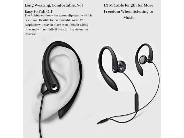 Philips Earbuds with Mic, Earphones for Sports, Running and Gym (SHS3305BK/27) - Black