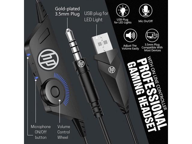 HP Stereo Over-ear Gaming Headset with Noise Cancelling Microphone for Xbox One Nintendo Switch PC PS3 Mac Laptop, Surround Sound and LED Lights