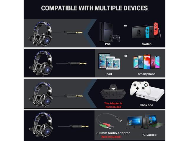 HP Stereo Over-ear Gaming Headset with Noise Cancelling Microphone for Xbox One Nintendo Switch PC PS3 Mac Laptop, Surround Sound and LED Lights
