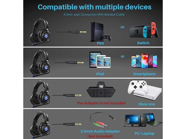 HP Wired Stereo Gaming Headset with mic, for PS4, Xbox One, Nintendo Switch, PC, Mac, Laptop, Over Ear Headphones PS4 Headset Xbox One Headset and...