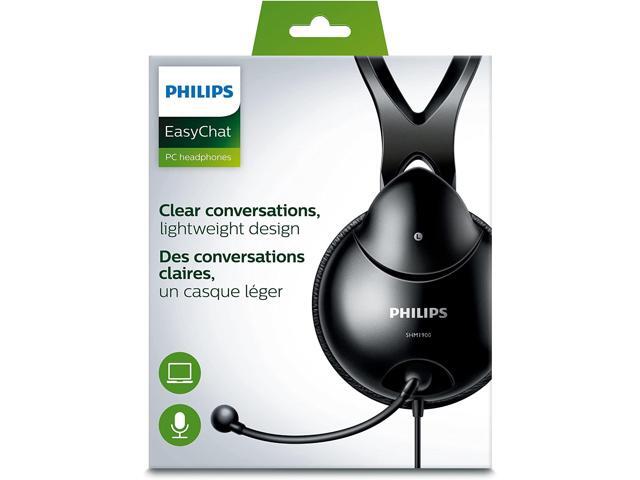 Philips Wired Over Ear Stereo Headphones W Mic & 2-to-1 Adapter for Zoom