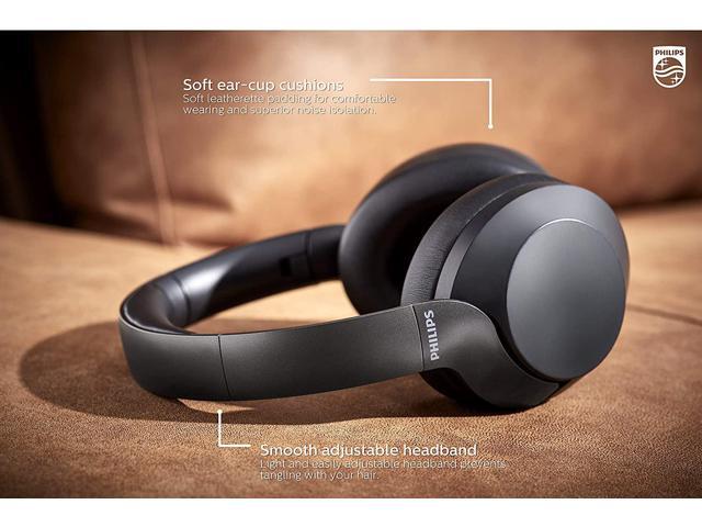 Philips Active Noise Canceling Over Ear Wireless Bluetooth Performance Headphones W/ Hi-Res Audio, Comfort Fit (TAPH805BK)