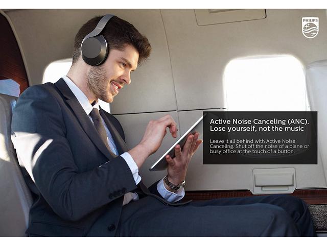 Philips Active Noise Canceling Over Ear Wireless Bluetooth Performance Headphones W/ Hi-Res Audio, Comfort Fit (TAPH805BK)