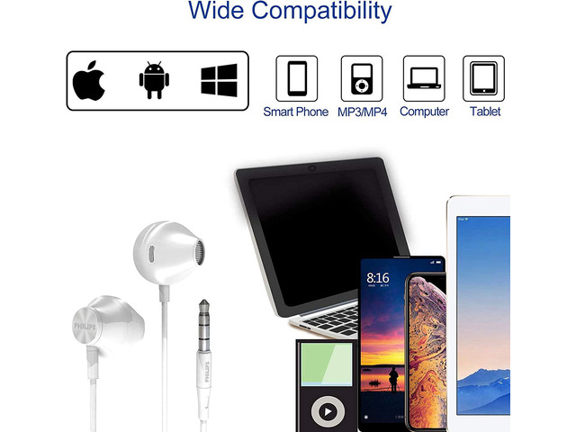 Philips Wired Earbuds Earphones, in Ear Headphones, Bass Clear Sound, Ergonomic Comfort-Fit