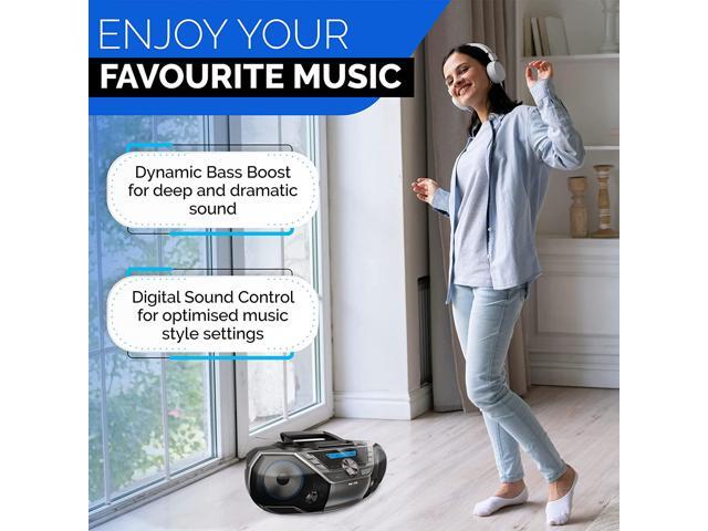 Philips Portable Bluetooth Boombox CD Player with Cassette All in one Powerful Stereo Sound Machine for Home with mega Bass Reflex Speakers,...