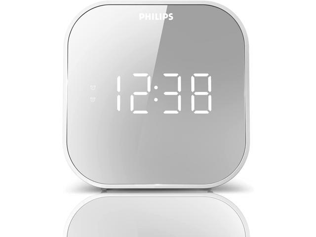 PHILIPS Alarm Clock Radio with USB Charging Port, FM Radio Alarm Clock with Battery Backup, Clock Radios for Bedroom, USB Port, Dual Alarm...