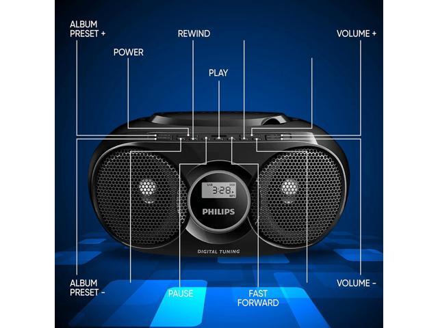 PHILIPS Portable CD Player Boombox,FM Radio,USB Playback, Stereo Speakers