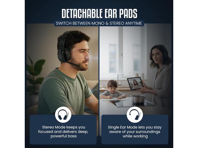 Philips Trucker Bluetooth Headset, Wireless Headset with Noise-Canceling Microphone,All Day Extended Playtime for Work, Home, Hands-Free Driving
