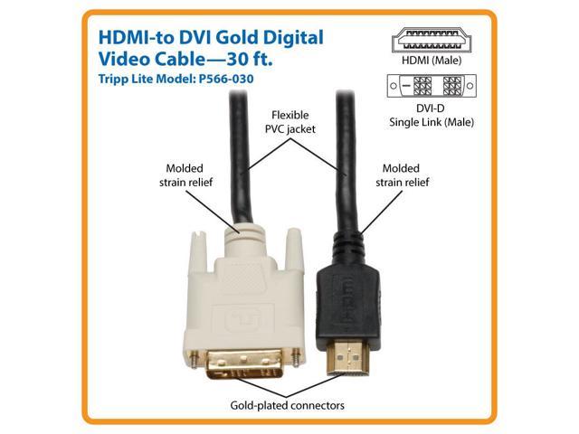 Tripp Lite P566-030 Tripp Lite HDMI to DVI Cable, Digital Monitor Adapter Cable - (HDMI to DVI-D M/M) 30-ft. photo