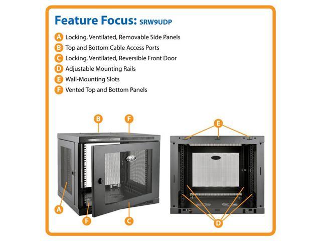 Tripp Lite 9U Wall Mount Rack Enclosure Server Cabinet Low Profile Deep
