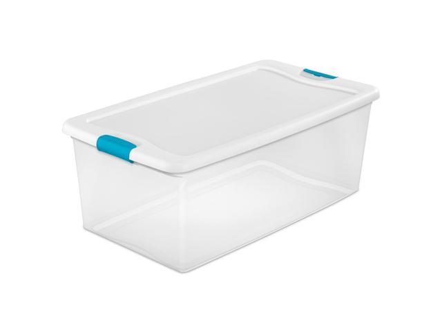Sterilite 106-Qt. Clear Stackable Latching Storage Box Container, 4 Pack 1499