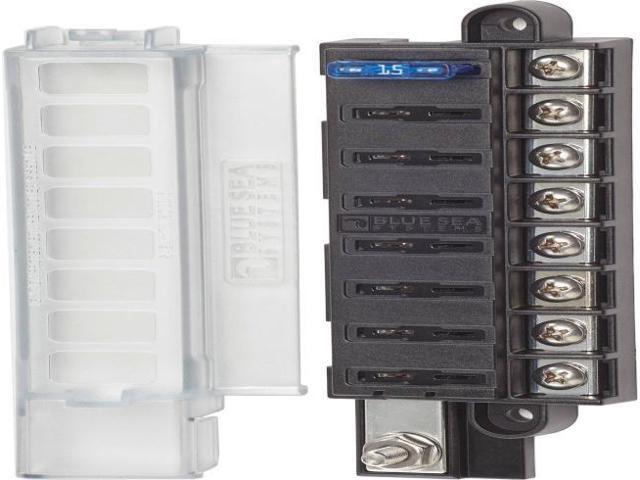 BLUE SEA 5046 ST BLADE COMPACT FUSE BLOCK 8 CIRCUIT W/COVER