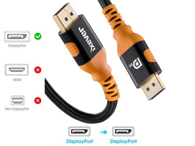 DisplayPort 1.4 Cable 8K 10ft 3m [2Pack], iXever Nylon Braided 8K DP to DP Cable (8K@60Hz, 4K@144Hz and 1080P@240Hz), HBR3, 32.4Gbps, HDCP 2.2, HDR...