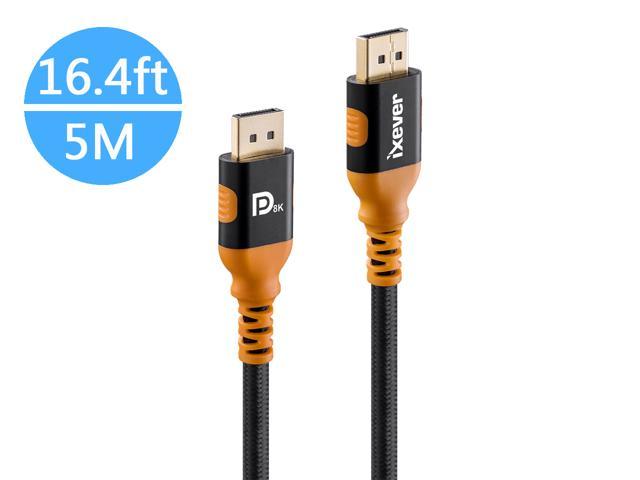 8K DisplayPort 1.4 Cable 16.4 ft, iXever DisplayPort to DisplayPort Cable 5m (8K@60Hz, 4K@144Hz and 2K@240Hz), HBR3, 32.4Gbps, HDCP 2.2, HDR Support
