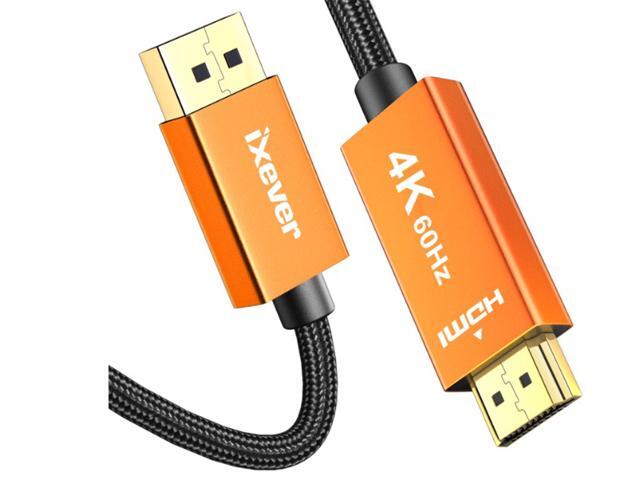 4K DisplayPort to HDMI Cable 6Ft (Uni-directional), iXever DP Display Port to HDMI Cable Cord 6 feet, UHD High Speed (1440P 60Hz, 1080P 120Hz) for...