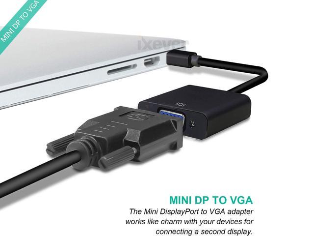 Mini DP DisplayPort to VGA Adapter 1080p (2Pack), iXever MDP Mini DP to VGA Female Converter Adapter, Compatible with Windows 7/8 / 8.1/10 for...