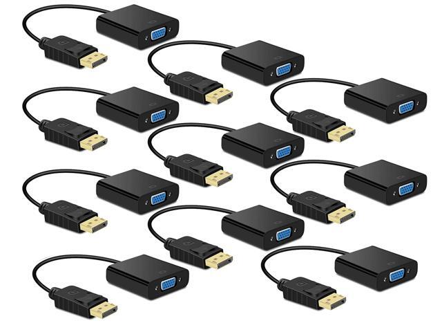 DP DisplayPort to VGA Adapter 1080p 10Pack,iXever Display Port DP to VGA Video Converter Adaptor Male to Female, for Computer, Desktop, Laptop, PC,...