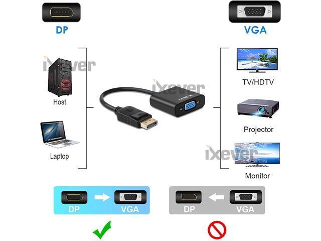DP DisplayPort to VGA Adapter 1080p 10Pack,iXever Display Port DP to VGA Video Converter Adaptor Male to Female, for Computer, Desktop, Laptop, PC,...