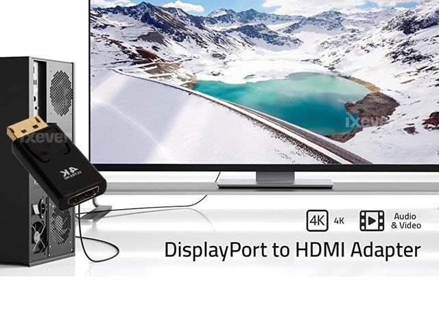 4K DP DisplayPort to HDMI Adapter [2-Pack], iXever Display Port DP to HDMI Passive Adapter Gold Plated Uni-Directional, Compatible for HP, HDTV,...