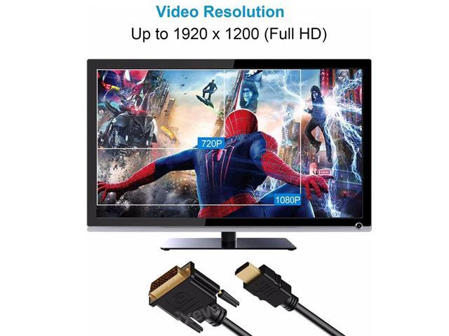 HDMI to DVI Adapter Cable Bi Directional, iXever DVI-D 24+1 DVI to HDMI Male to Male Adapter Cable 6FT, Full HD 1080P Compatible for Raspberry Pi,...