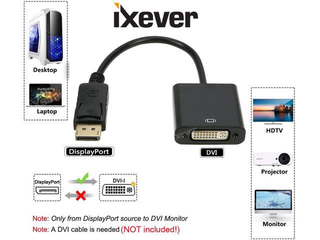 DP DisplayPort to DVI Female Adapter 1080p (10 Pack), iXever Display Port to DVI DVI-I Female Video Cable Adapter, Compatible with Computer,...