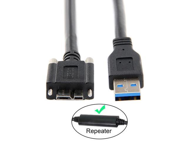 Cablecc 8m USB 3.0 A Type Repeater Cable Male to Micro USB 3.0 B Male with Mount Panel Screws for Camera