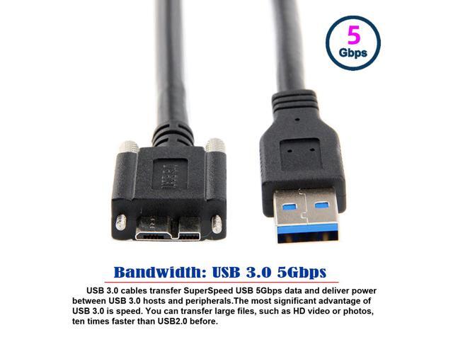 Cablecc 15ft 5m USB 3.0 A type Cable Male to Micro USB 3.0 B Male with Mount Panel Screws for Hard Disk Mobile Phone