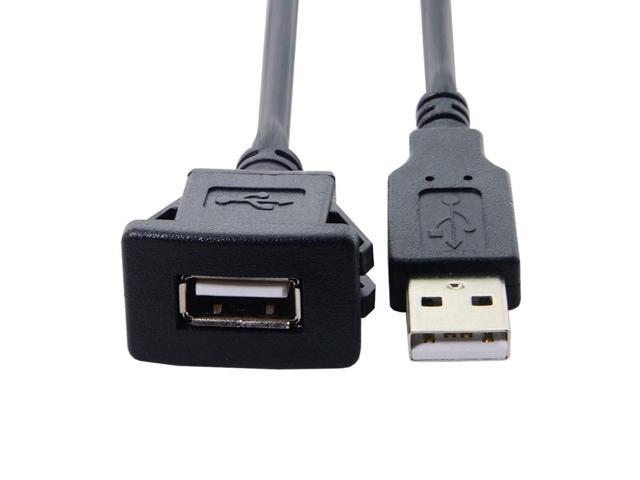 Cablecc 1m Waterproof Single USB 2.0 Extension Latch Mount Car AUX Cable for Dashboard Panel