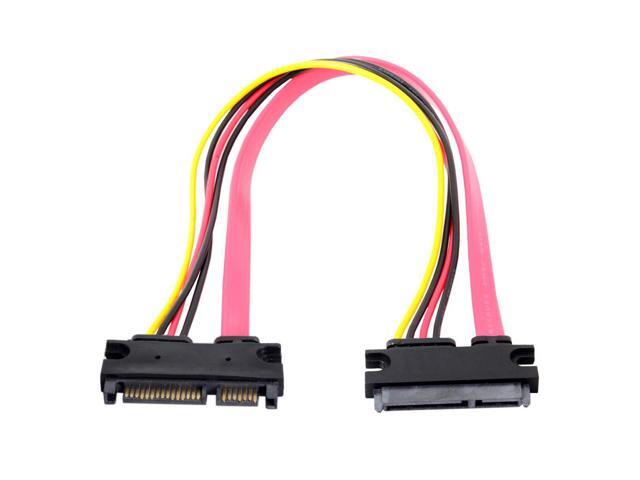 Cablecc SATA III 3.0 7+15 22 Pin SATA Male to Female Data Power Extension Cable 30cm Red Color