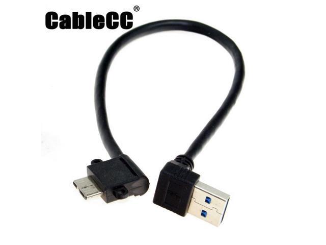 Cablecc Up Angled 90 Degree USB 3.0 to Micro 10Pin Right Angled Cable 20cm for Cell phone & Hard Disk SSD