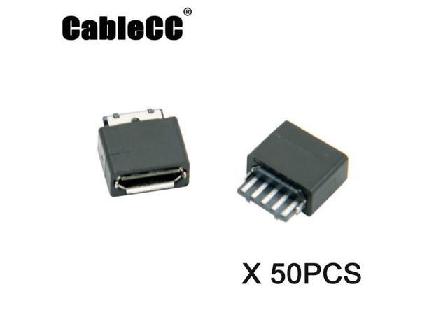 Cablecc 50Pcs Type B Micro USB Female 5 Pin Jack Port Socket Connector Solder Type Repair Parts