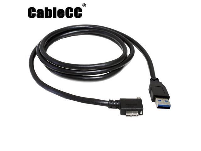 Cablecc 1.2m 90 Degree Right Angled Micro USB Screw Mount to 3.0 Data Cable for Industrial Camera