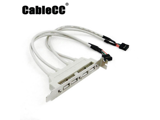 Cablecc PCI 4 PORTS USB 2.0 Female Screw to Motherboard 9p header cable with bracket